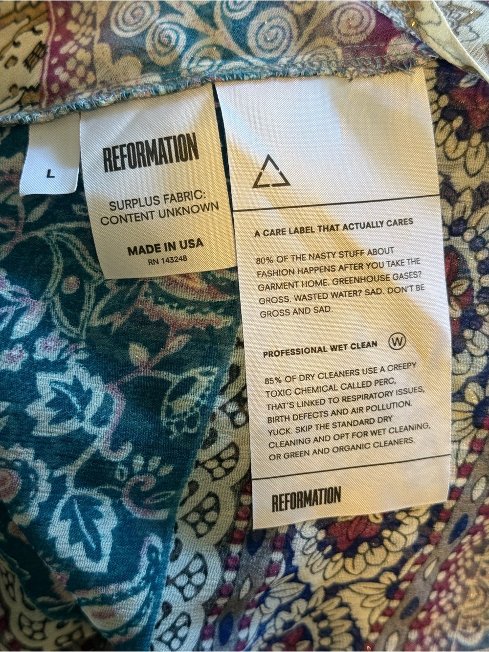 NWT | Reformation | Nicolette Sleeveless Neck-Tie Blouse | Pink/Blue | L - Picture 8 of 8
